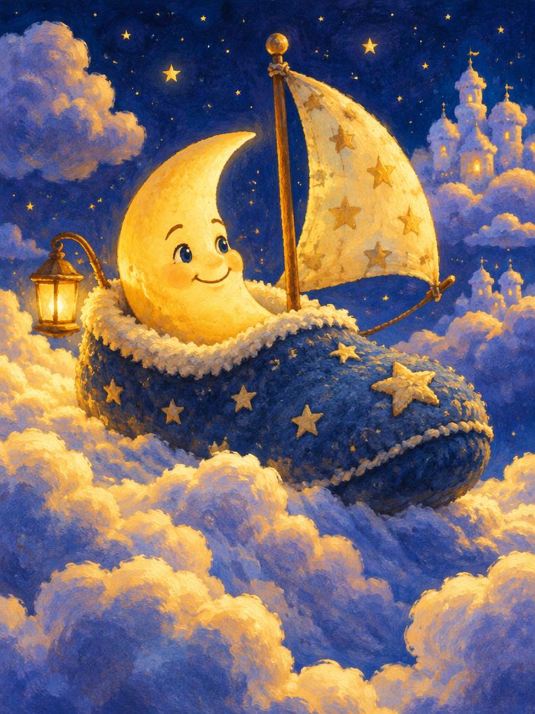 A moon sailing in a slipper