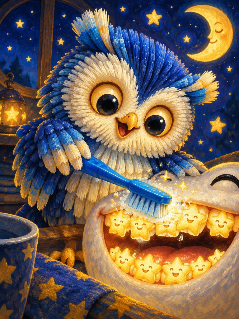 A toothbrush owl