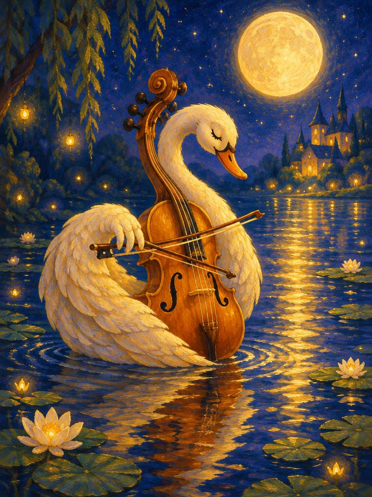 A swan made of a violin