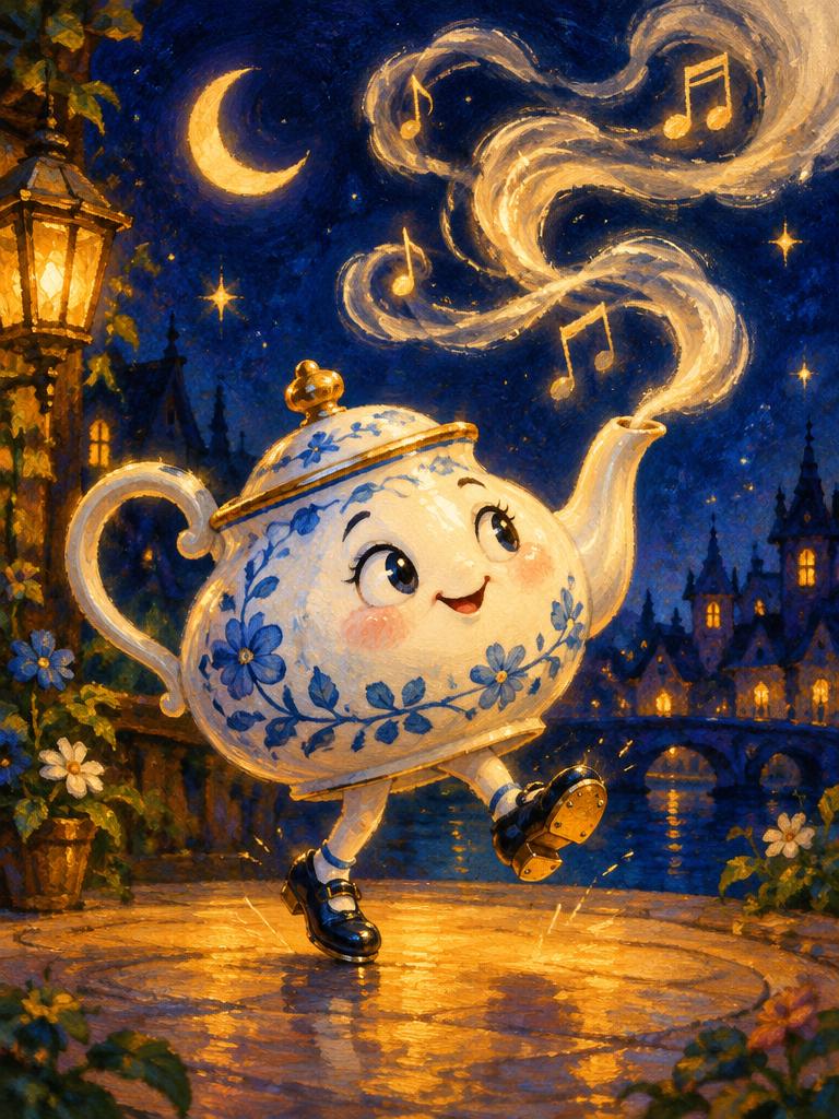 A teapot dancing a tango