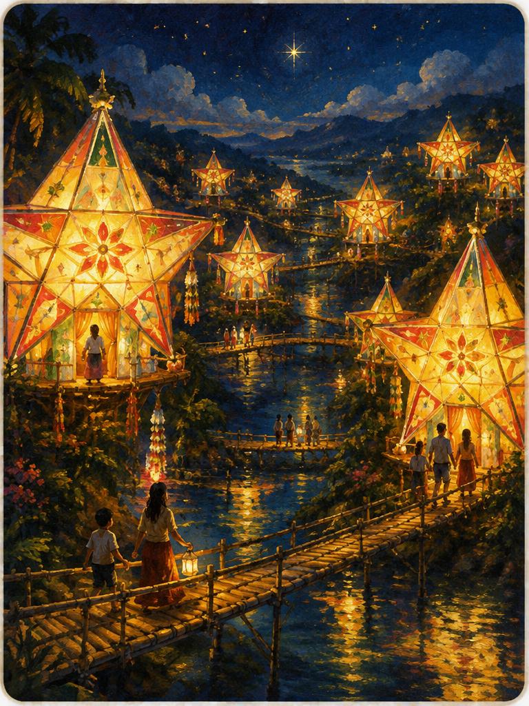 Houses shaped like star lanterns