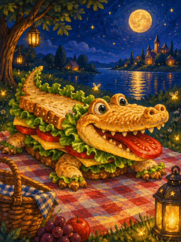 A sandwich crocodile