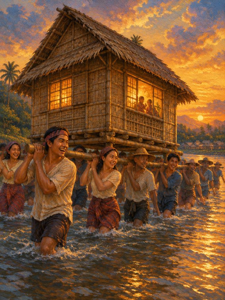 Neighbours carrying a whole house