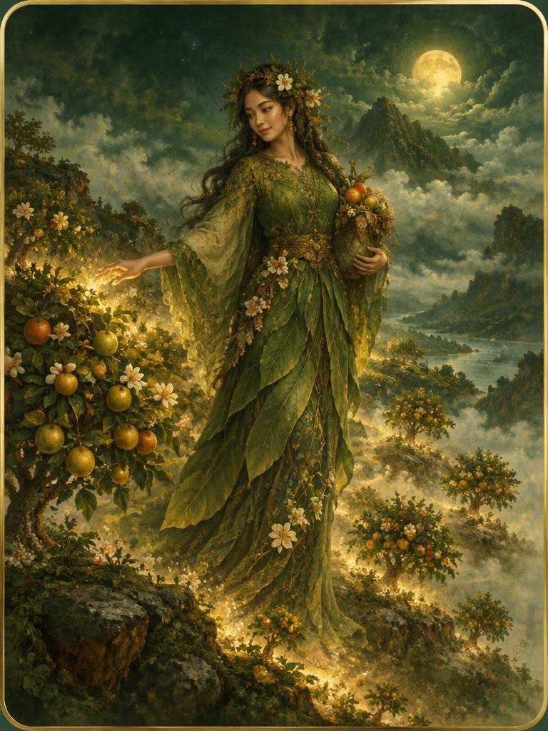 A forest spirit making trees bloom