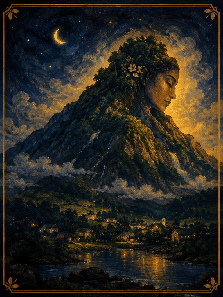 A mountain shaped like a sleeping face