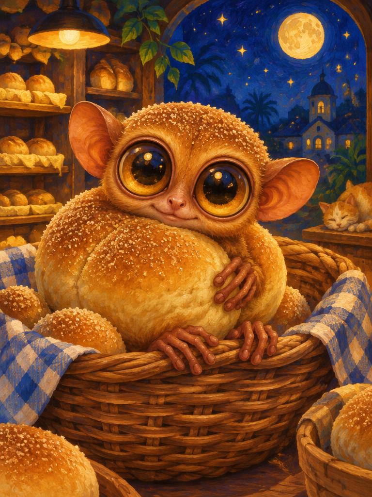A tarsier made of pandesal
