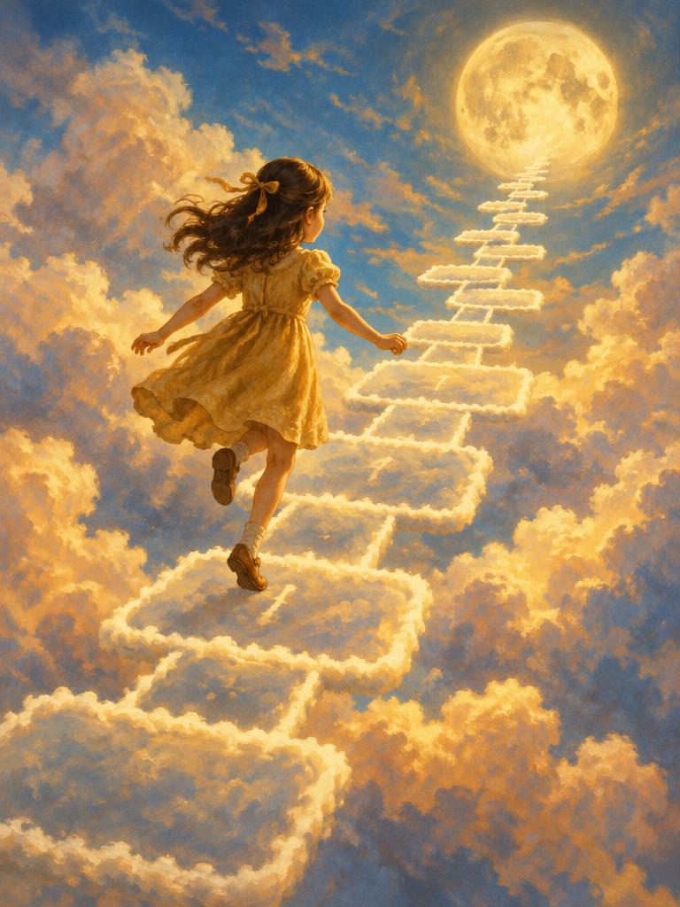 Hopscotch on clouds to the moon