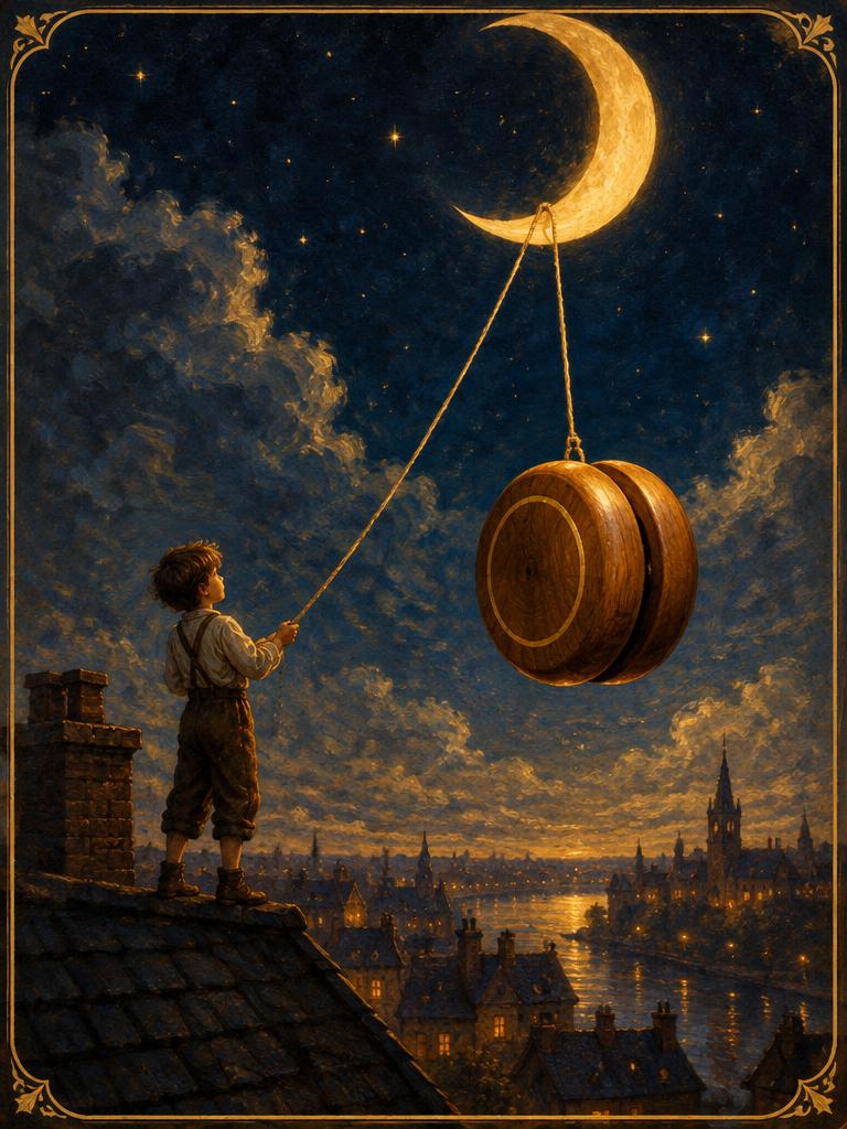 A yo-yo hanging from the moon