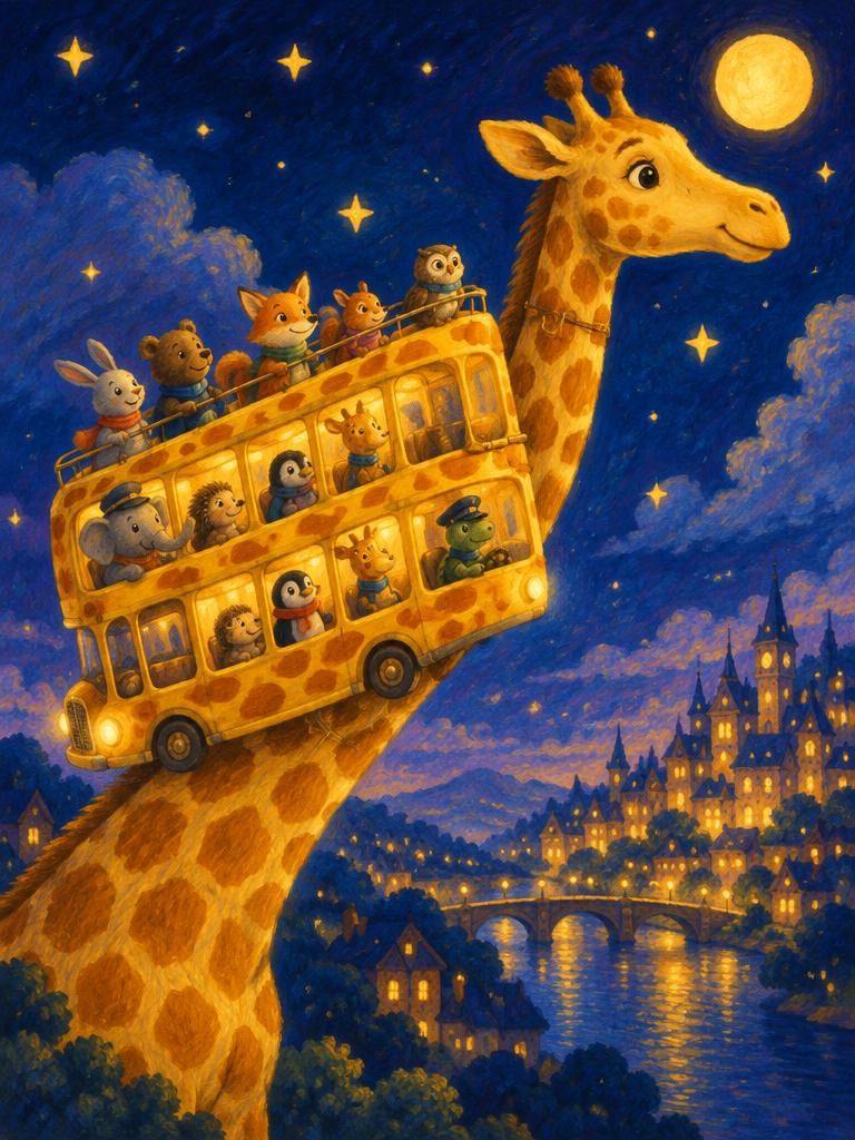 A giraffe school bus