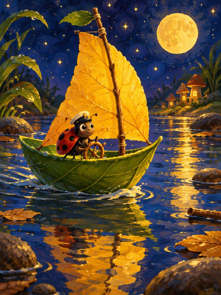 A leaf boat with bugs