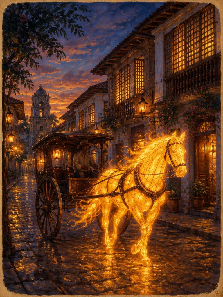 A calesa pulled by a horse of light