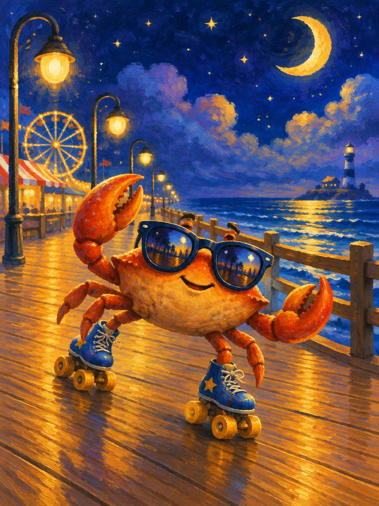 A crab on roller skates