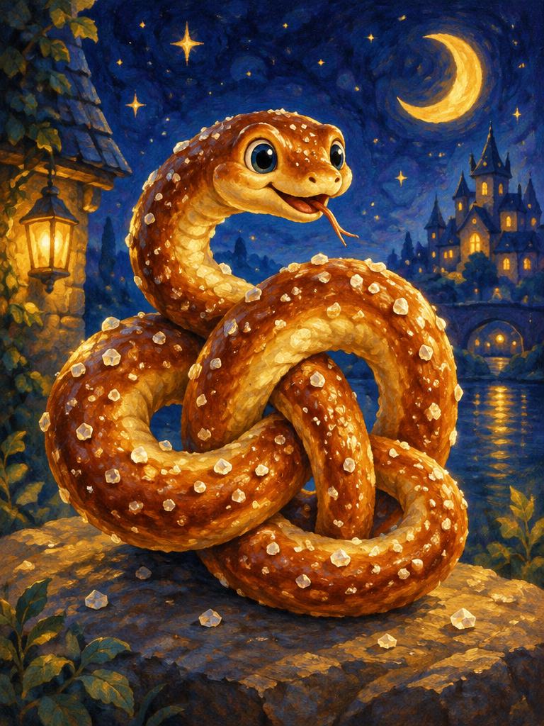 A pretzel doing yoga